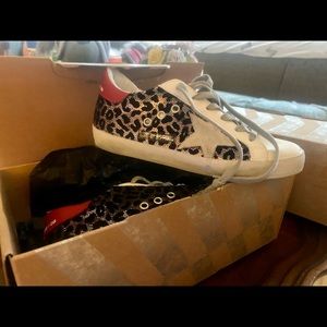 Golden Goose Superstars: Paillettes Sequins Gray/Black Leopard EU 36